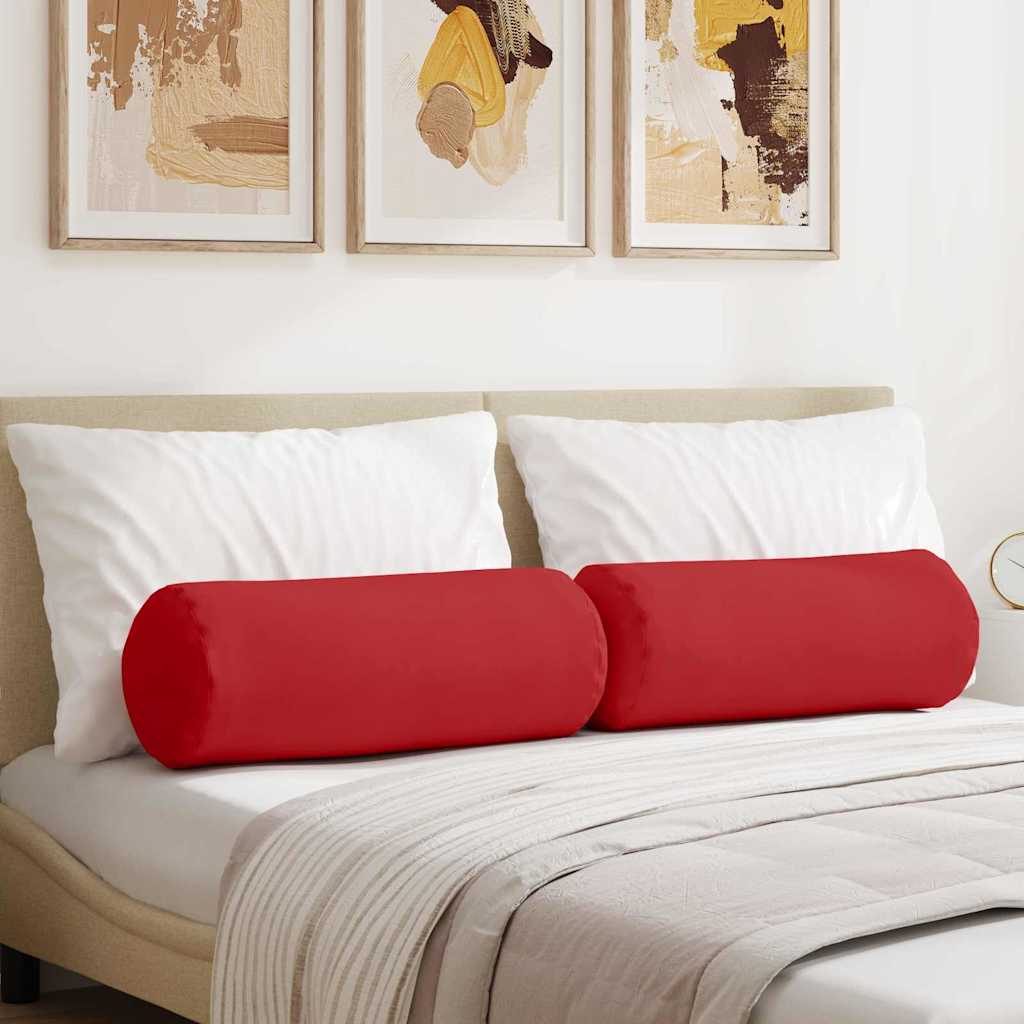 Bolster Pillows 2 pcs Red Ø 25 x 70 cm Fabric